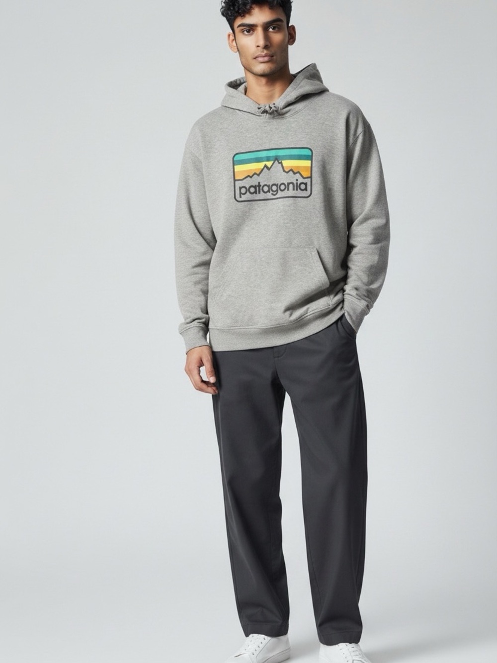Patagonia Line Logo Organic Cotton‎ Hoodie Mens Size M